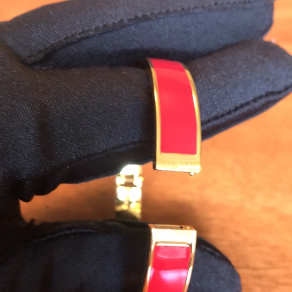 NWOT Talbots TWO Enamel Bangle Bracelets, One Red, One White, w/Gold Finish - Picture 7 of 7